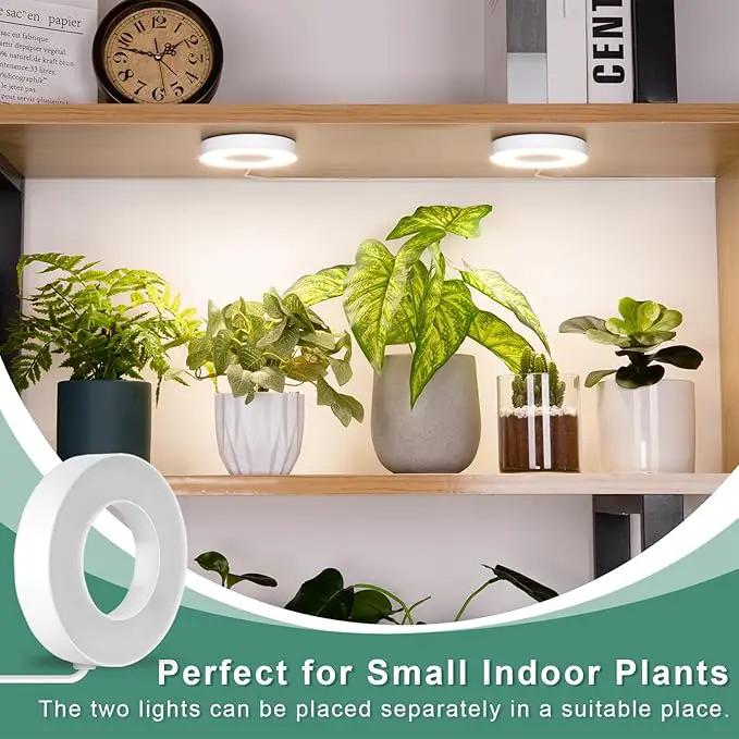 LORDEM Grow Light for Indoor Plants, 48 LEDs Ceiling Full Spectrum Plant Light, 5V Corded Growing Lamp with 4/8/12H Auto Switch, 4 Dimmable Brightness Levels, Single-Head, 2 Pack by GreenHaven Gardens