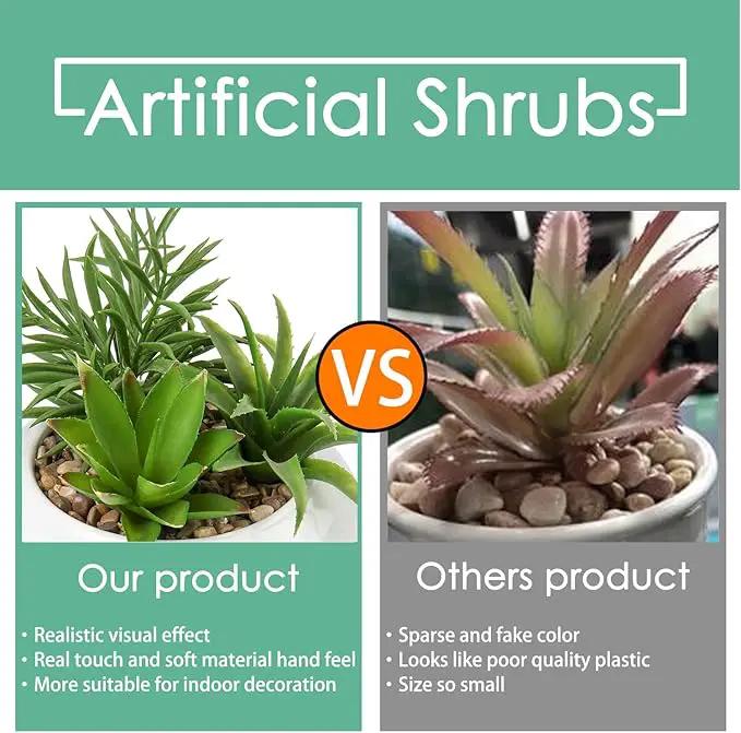 Hollyone Large Artificial Succulents Plants Faux Succulents in Pots Fake Succulent Plastic Potted Plants with White Ceramic Pot for Home Decor Office Desk Bathroom Shelf Living Room Decoration by GreenHaven Gardens