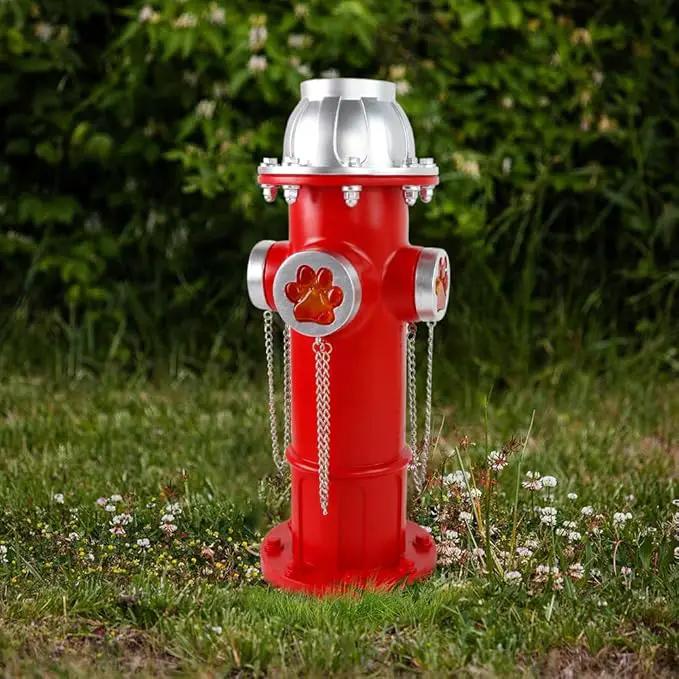 Fake Fire Hydrant Statues for Dogs to Pee On, 14.5" Solar Light Fire Hydrant with Glowing Paw Prints for Garden Statues Lawn Outdoor Decorations by GreenHaven Gardens