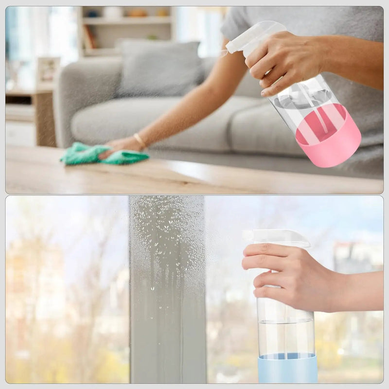 2 Pack Glass Spray Bottles with Silicone Sleeve, 16 oz Empty Refillable Containers with Adjustable Spray Nozzles, Spray Bottles for Hair, Cleaning Solutions and Plants Blue&Pink by GreenHaven Gardens