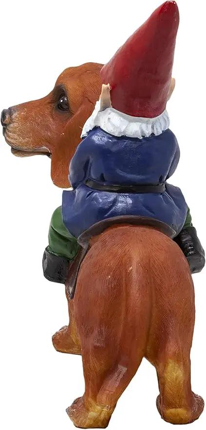 Funny Guy Mugs Gnome and a Dachshund Garden Statue- Indoor/Outdoor Garden Dog Gnome Sculpture for Patio, Yard or Lawn by GreenHaven Gardens