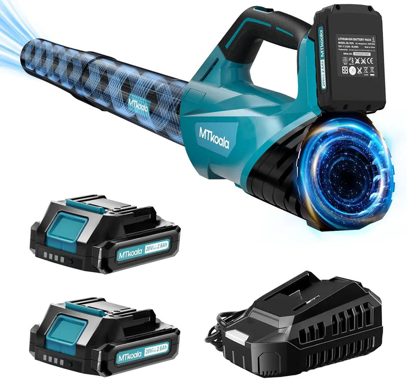 2025 Upgrade Leaf Blower,Leaf Blower Cordless with 2 * 2.6AH Batteries and Fast Charger, 450CFM &150MPH and 2 Speed Mode, Lightweight Electric Leaf Blowers for Lawn,Yard, Leaves, Dust,Snow Care (BLUE) by GreenHaven Gardens