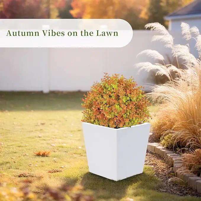 24" Fall Plants Artificial Boxwood Topiary Trees, UV Resistant Faux Bushes with Ground Spike, Fake Shrubs for Outdoor Planters, Front Porch, Patio, Yard Decor Set of 2 by GreenHaven Gardens