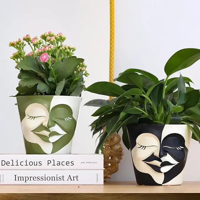 GUGUGO Abstract Rainbow Head Planter, Graffiti Face Planters Pots with Drainage, Flower Plant Pots for Indoor Plants, Unique Funny Pots for Plant Lover Gifts by GreenHaven Gardens