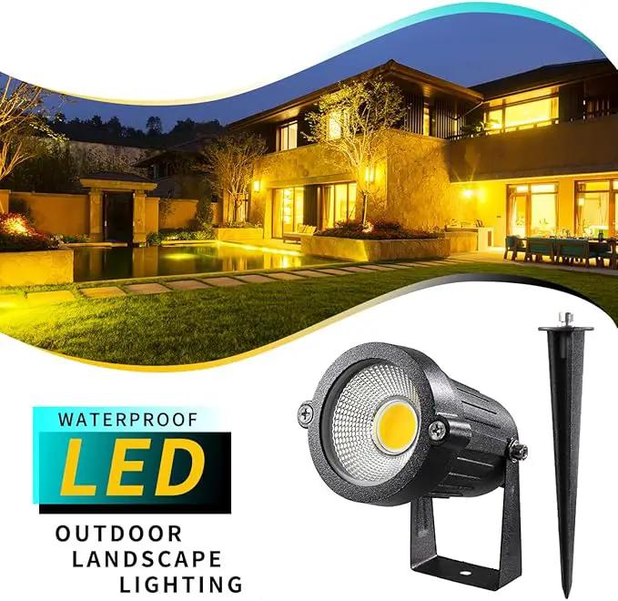 LED Landscape Lights,5W 120V AC Outdoor Pathway Garden Yard Spotlight,IP65 Waterproof Garden Flood Light,Outdoor Spotlight with Stake,UL Cord 5-ft with Plug (Pack of 2, Warm White) by GreenHaven Gardens