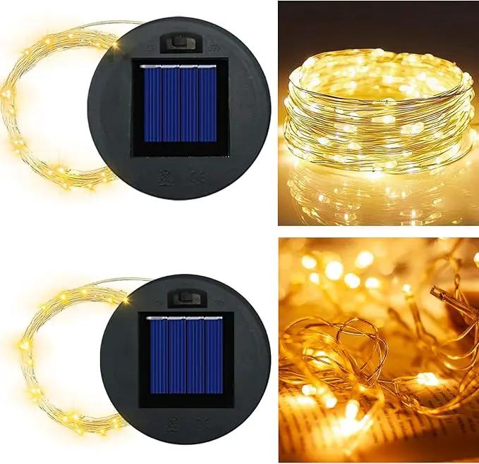 Solar Panel Lantern Lid - Waterproof Led Garden Lights, 2 Pack (Warm/Warm) by GreenHaven Gardens