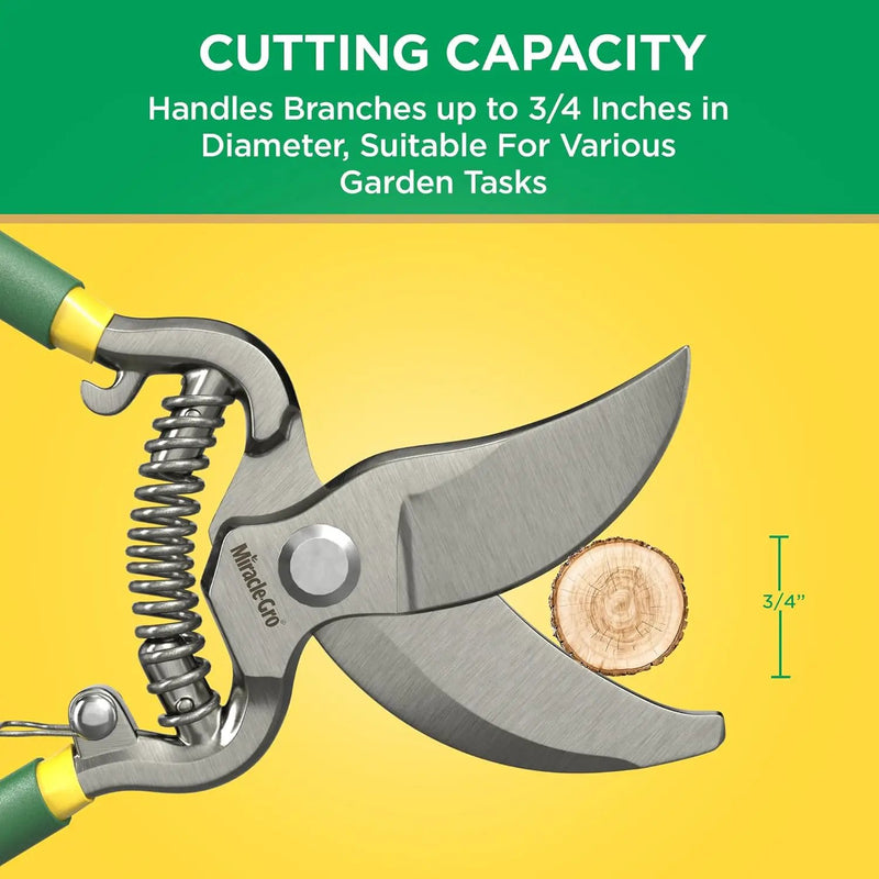 Miracle-Gro 8 in. Bypass Pruning Shears with Belt Pouch – 1/2 in. Cutting Capacity Hand Pruner with Carbon Steel Blade and Comfort Grip – Garden Tool for Live Plants and Soft Stems by GreenHaven Gardens