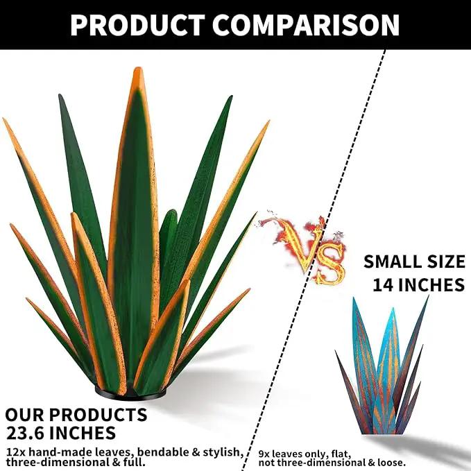 Large Tequila Rustic Sculpture, Rustic Metal Plants for Outdoor Patio Yard, Home Decor Hand Painted Agave Garden Statue, Outdoor Lawn Ornaments Yard Stakes (Dark Green - L) by GreenHaven Gardens