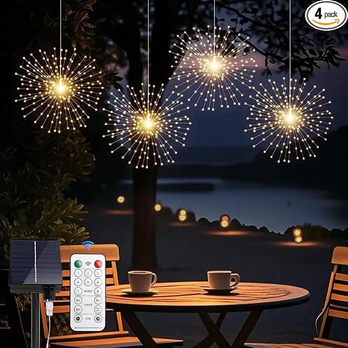 4 Pack Solar Firework String Lights 800 LED 8 Modes Waterproof Hanging Fairy Light, Starburst Light for Party Garden Decoration (Warm White) by GreenHaven Gardens