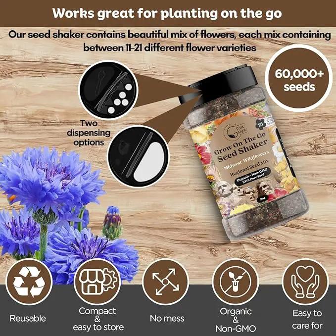 Regional Wildflower Seed Mix by GevaGrow (Midwest Wildflowers, Mini Shaker) by GreenHaven Gardens