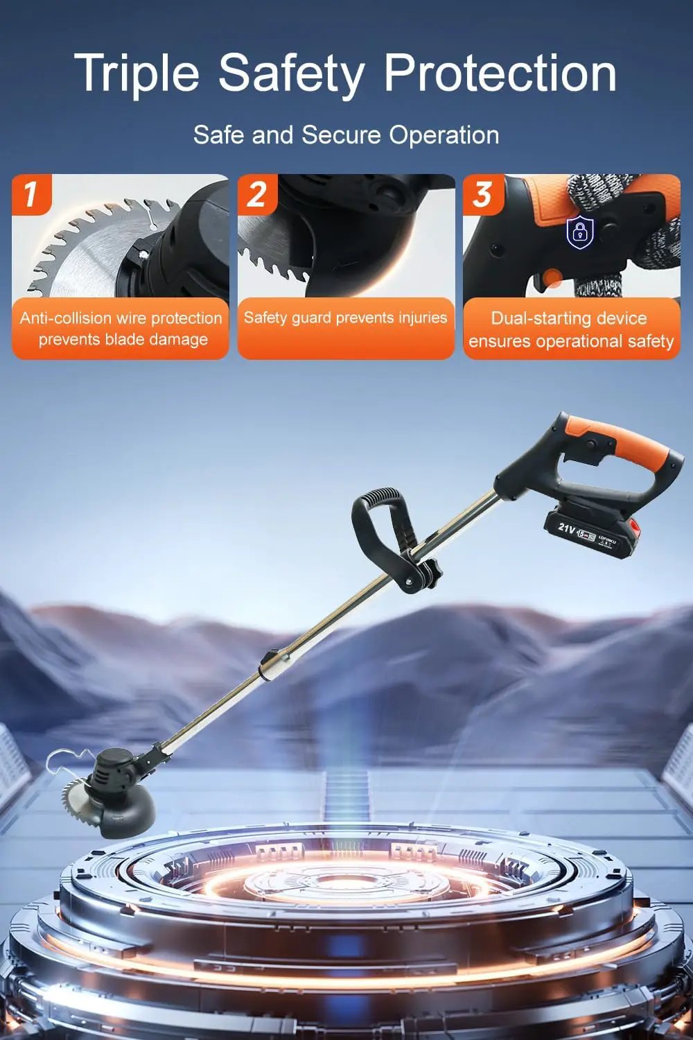 Cordless Weed Wacker,Lightweight Telescoping Shaft,Electric Weed Eater,2 Batteries,Enhanced Safety Features,Grass Trimmer Cordless for Lawn, Garden, Yard GCJ-Black by GreenHaven Gardens
