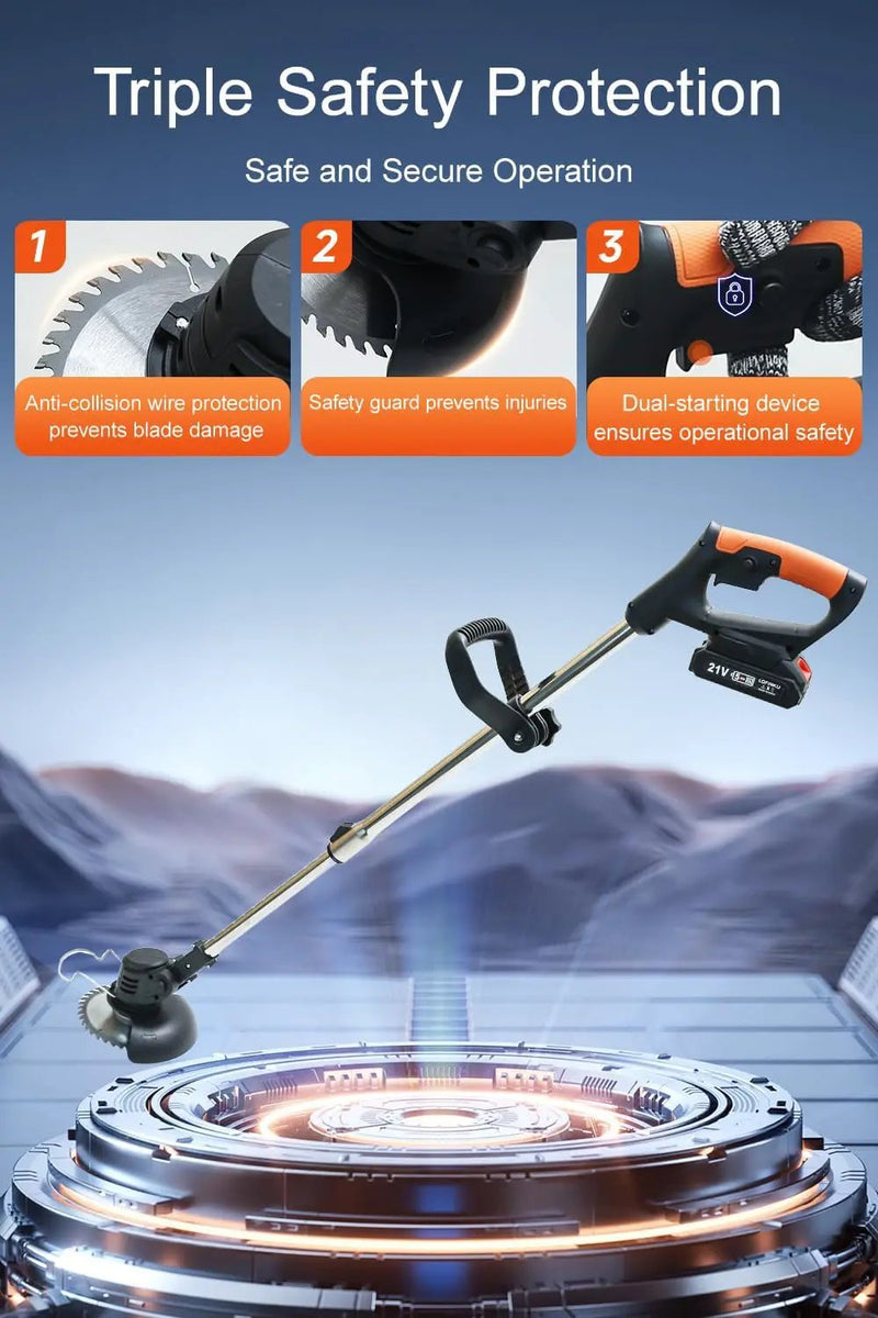 Cordless Weed Wacker,Lightweight Telescoping Shaft,Electric Weed Eater,2 Batteries,Enhanced Safety Features,Grass Trimmer Cordless for Lawn, Garden, Yard GCJ-Black by GreenHaven Gardens