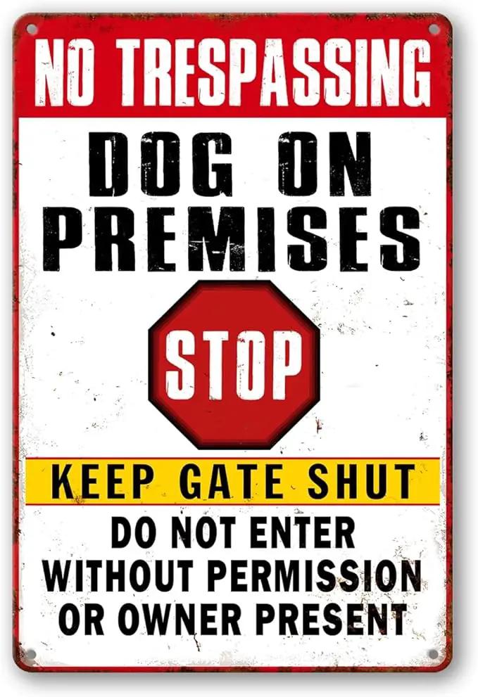 Beware Of Dog Signs For Fence No Trespassing Dog On Premises Sign For Garden Dogs Warning Signs For Property Funny Metal Tin Signs Dog In Yard Sign Do Not Enter Sign 12 X 8 Inch by GreenHaven Gardens