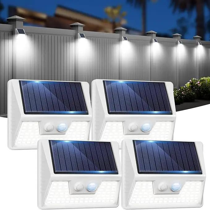 4 Pack Solar Fence Lights Waterproof, Motion Sensor Deck Lights Outdoor, Cold White LED Outside Lights Wireless for Wall Yard Steps Stairs Garden - White by GreenHaven Gardens