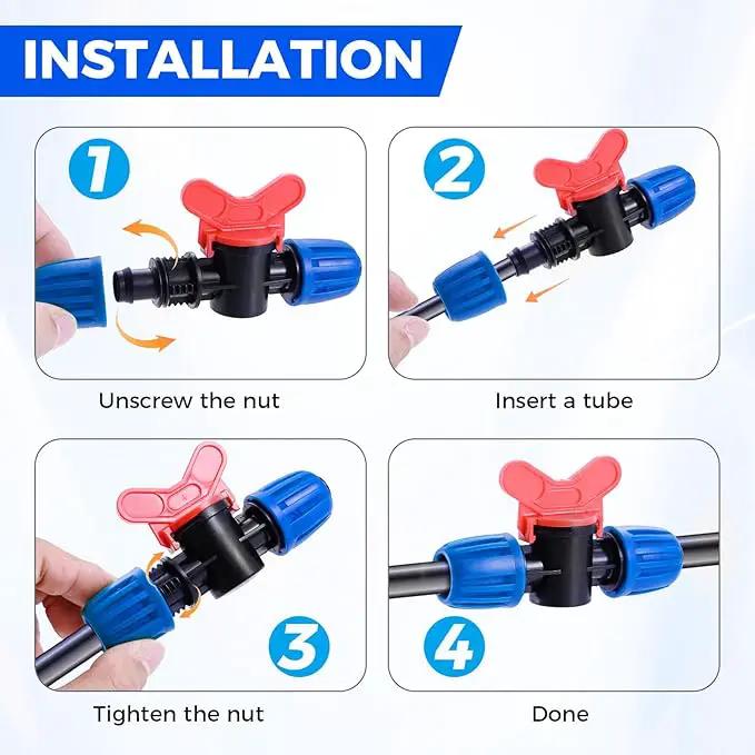 Drip Irrigation Fittings Kit for 1/2 Inch Tubing, 24 PCS 1/2" ID x 0.6-0.63" OD 16 mm Drip Anti-drop Barbed Locked Nut Connectors - 5 Tees, 5 Couplings, 2 Switch Valves, 5 End Cap, 5 Elbows, 2 Adapter by GreenHaven Gardens