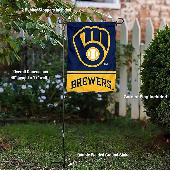 WinCraft Milwaukee Brewers Glove Garden Flag and Pole Stand Mount by GreenHaven Gardens