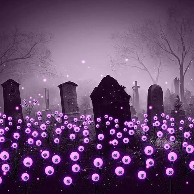 Halloween Decorations Outdoor Solar Scary Eyeball Lights, 4-Pack 32LED Halloween Decor Solar Garden Lights, Waterproof Halloween Yard Decorations Swaying Halloween Pathway Lights for Patio Lawn Party by GreenHaven Gardens