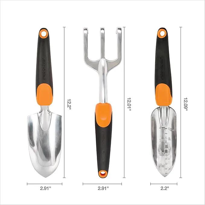 Fiskars 3-in-1 Garden Tool Set - Trowel, Transplanter, Cultivator for Gardening - Lawn and Garden Tools - Black/Orange by GreenHaven Gardens