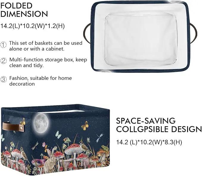 Mushroom Rectangular Storage Basket Bird Butterfly Rabbit Moon Organizer Bin Shelf Baskets For Home Office Dorm by GreenHaven Gardens