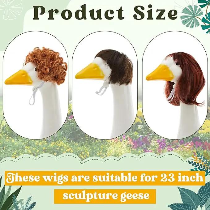3 Pcs Porch Goose Outfit, Cute Porch Goosey Braid Wig, Crochet Hook Portico Goose Wig for Lawn Goosey Garden by GreenHaven Gardens