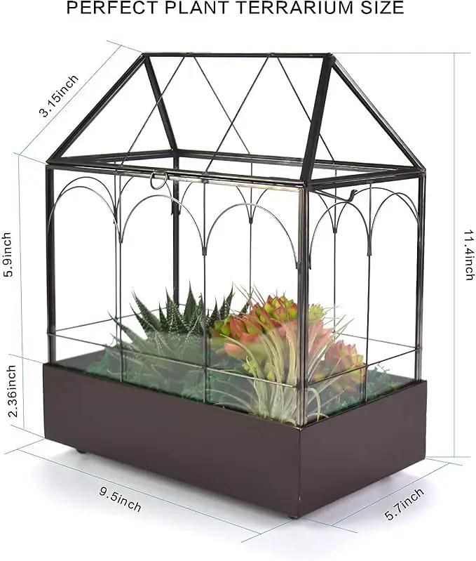 Large Tall Glass Plant Terrarium – House Succulent Terrarium Kit with Lip and Tray Glass Greenhouse Terrarium for Plant 9.5”X5.7”X11.4” by GreenHaven Gardens