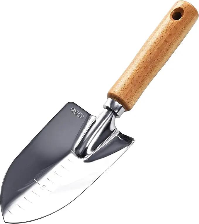 Garden Helper Garden Trowel with Measurements for Planting (Wide), Garden Hand Shovel Japanese Stainless Steel, Wooden Handle, Made in Japan by GreenHaven Gardens