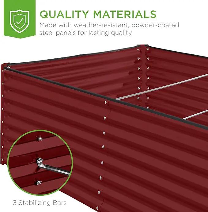 Best Choice Products 8x4x2ft Outdoor Metal Raised Garden Bed, Deep Root Planter Box for Vegetables, Flowers, Herbs, and Succulents w/ 478 Gallon Capacity - Royal Red by GreenHaven Gardens