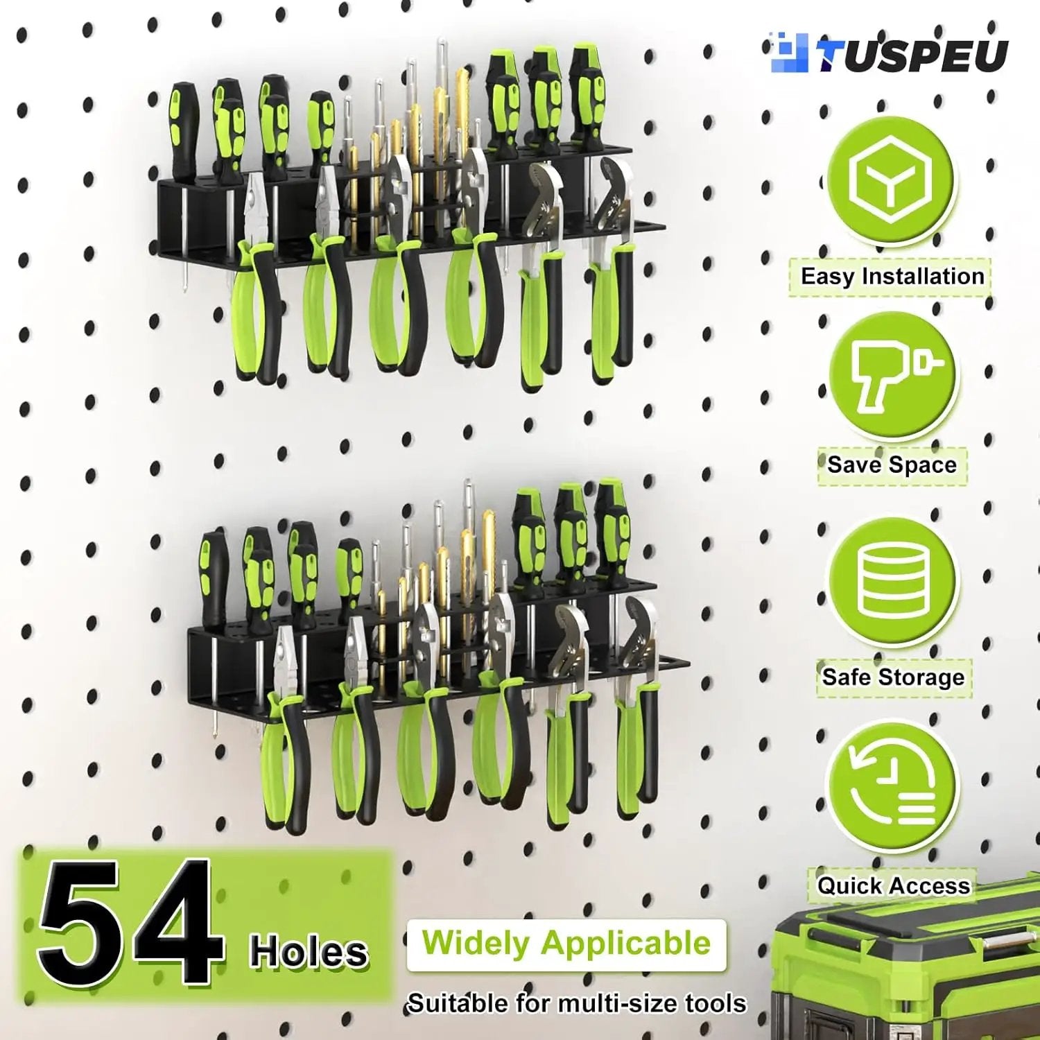 Screwdriver Holder Wall Mount,Heavy Duty Metal Utility Bit Organizer for Screw driver Pliers Drill Bits Small Tools,Screwdriver Organizer Suitable Garages Homes Workshops Sheds (54 holes 1pc) by GreenHaven Gardens