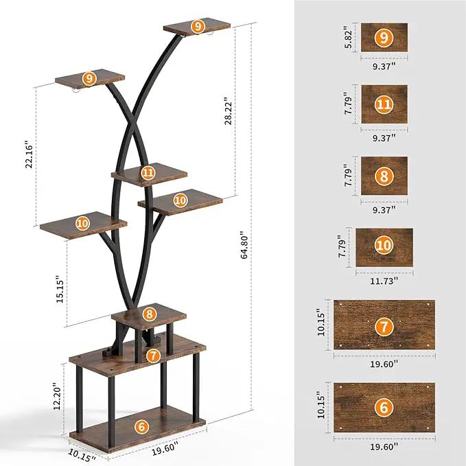 64.8" Tall Plant Stand Indoor with Grow Lights, 7 Tiered Metal Corner Plant Shelf Display Rack for Indoor Plants, Large Flower Holder Stand for Living room, Patio, Bedroom by GreenHaven Gardens
