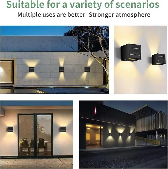 LANFU Solar Powered Motion Sensor Square Outdoor Wall Lights, Black Modern Up and Down Wall Lamps, IP65 Waterproof Warm White 3000K Wall Sconce Light Exterior for Fence Garden Outside by GreenHaven Gardens