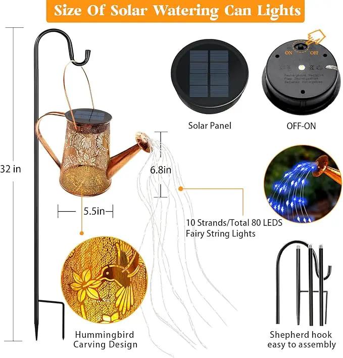 Solar Watering Can Lights, Hummingbird Christmas Gifts for Women Mom Grandma Birthday, Waterproof Outdoor Garden Decor Large Hanging Solar Lanterns Garden Lights for Patio Porch Yard Flowerbed Pathway by GreenHaven Gardens