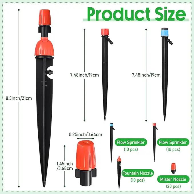 50 Pcs Drip Irrigation Emitters for 1/4" Drip Irrigation Tubing Adjustable Plant Watering Misting System Includes Nozzles/Sprinklers/Emitter Streams for Garden Yard Lawn Outdoors by GreenHaven Gardens