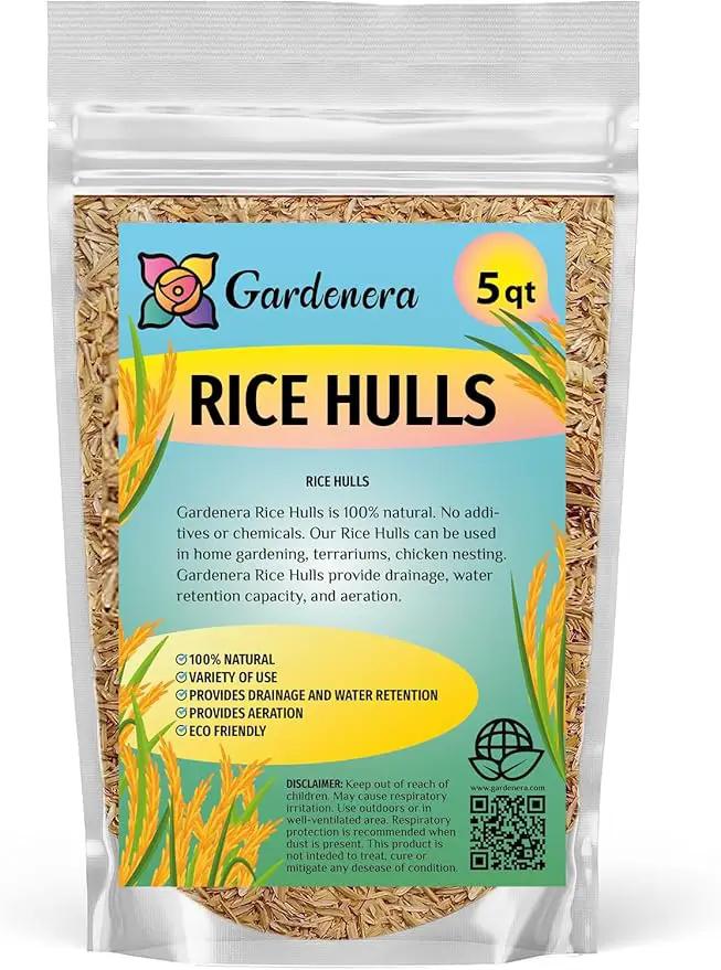 Rice Hulls for Potting Applications - Promote Root Development, Water Efficiency, and Disease Resistance - 5 QUARTS by GreenHaven Gardens