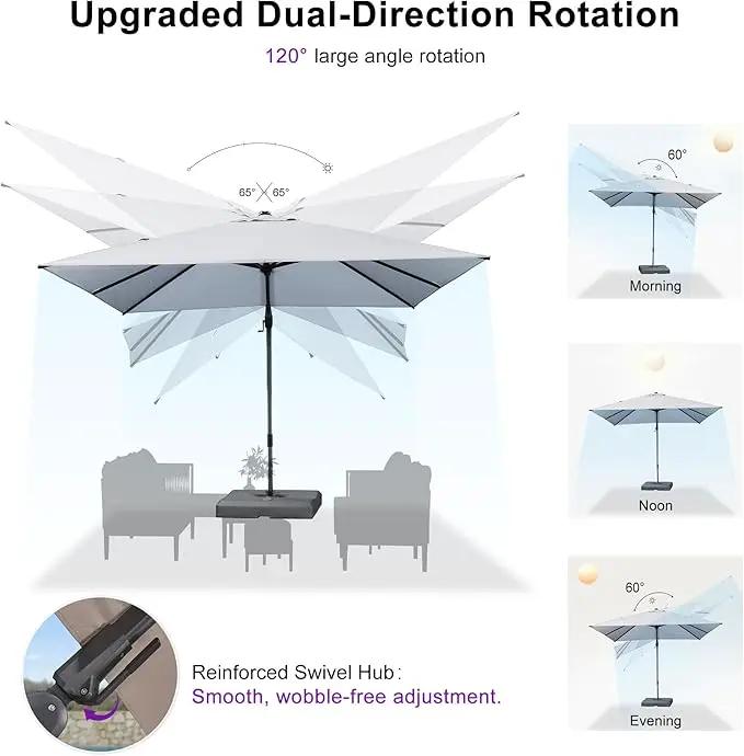 PURPLE LEAF 11.5' X 8' Left-right Tilting Outdoor Patio Umbrella Swivel Offset Cantilever Heavy Duty Rectangle Aluminum Umbrella with UV Resistant for Deck Pool Patio Backyard, Pebble Grey by GreenHaven Gardens