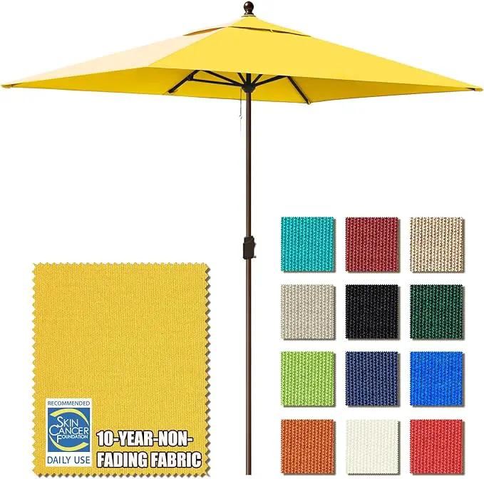 EliteShade USA 10-Year-Non-Fading 6.5x10Ft Rectangular Market Umbrella Patio Umbrella Outdoor Table Umbrella with Ventilation, Sunflower Yellow by GreenHaven Gardens