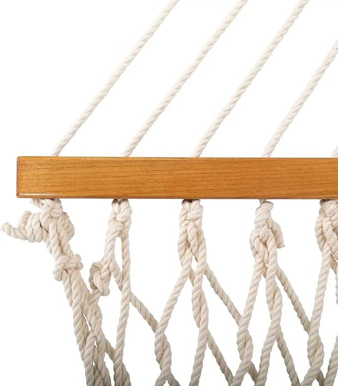 Original Pawleys Island 13DCOT Large Oatmeal DURACORD Rope Hammock with Free Extension Chains & Tree Hooks, Handcrafted in The USA, Accommodates 2 People, 450 LB Weight Capacity, 13 ft. x 55 in. by GreenHaven Gardens