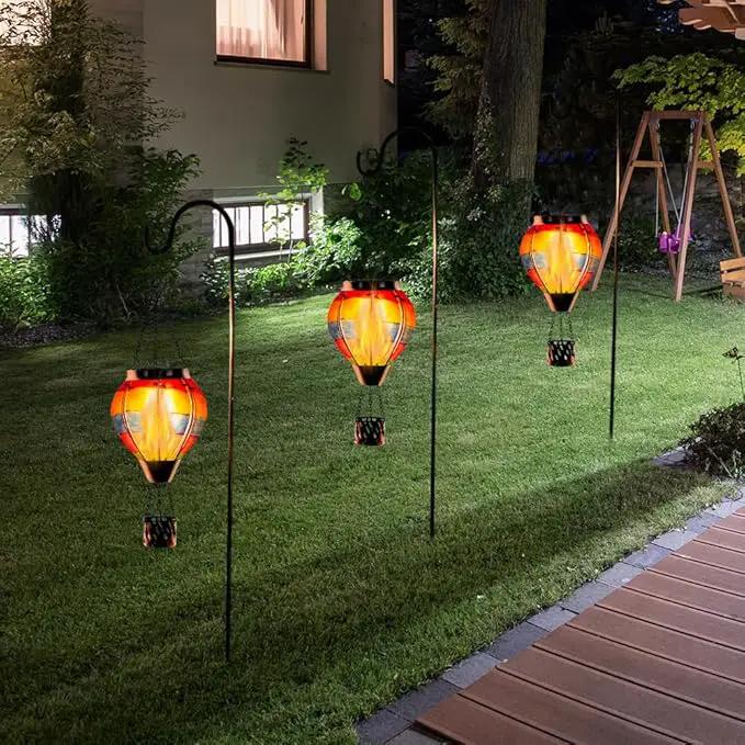 2 Pcs Hot Air Balloon Solar Lantern, Unique Solar Hot Air Balloon with Flame, Hanging Outdoor Lanterns Waterproof Decor for Patio, Garden, Porch by GreenHaven Gardens