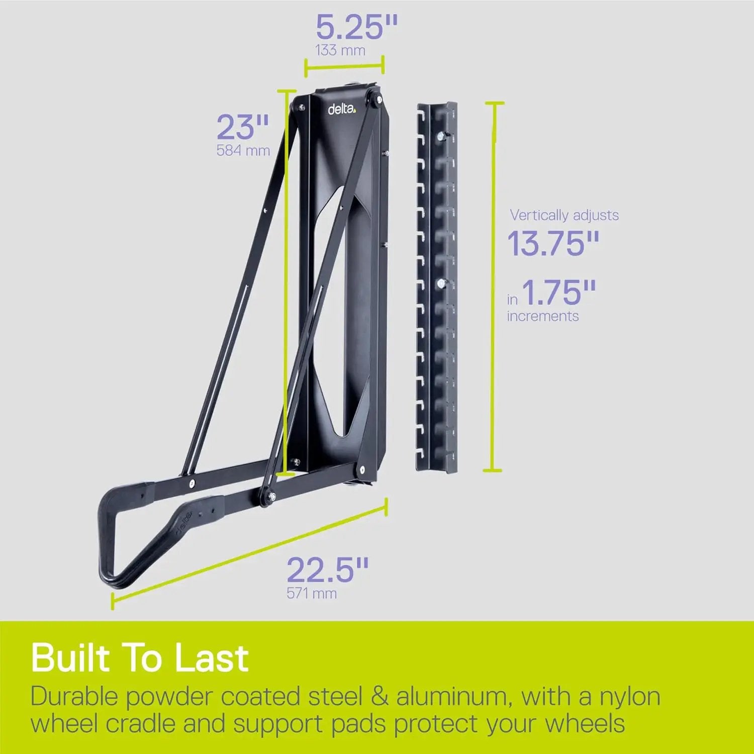 Pivot Bike Storage Rack by Delta Cycle - Bike Rack Garage Wall Mount Swivels to Save Space - No Lifting Required Vertical Bike Rack - Indoor Bike Storage Wall Hanger Holds Up to 100 lbs by GreenHaven Gardens