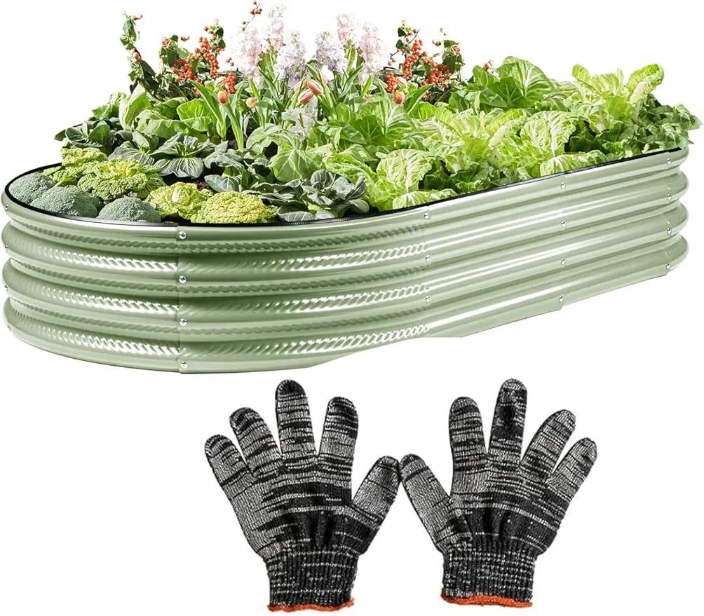Raised Garden Bed, Galvanized Planter Raised Beds for Outdoor,Vegetables, Flowers & Herbs, Heavy-Duty Metal Raised Garden Beds Outdoor, Rust-Resistant & Easy Assembly (Green, 6x3x1 ft) by GreenHaven Gardens