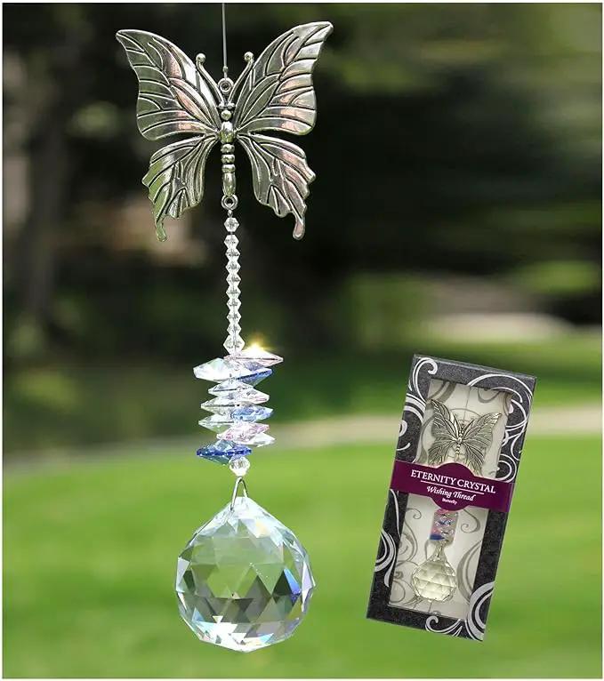 Crystal Garden Suncatcher Hanging Crystals Ornament for Window Rainbow Maker Prisms Home Decor Gift Boxed Sun Catcher Gift Idea for Mom Friends Grandma,Butterfly by GreenHaven Gardens