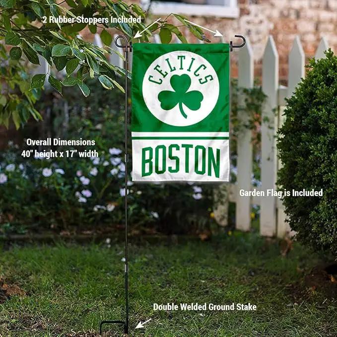 WinCraft Boston Celtics Garden Flag with Stand Holder by GreenHaven Gardens