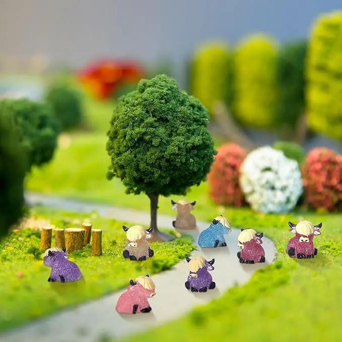 75 Pcs Mini Highland Cow Figurines Bulk Glitter Highland Cow Statues Mini Resin Animals Cute Tiny Resin Figures Animals Sculpture Ornament for Cake Topper Home Office Desk Decorations by GreenHaven Gardens