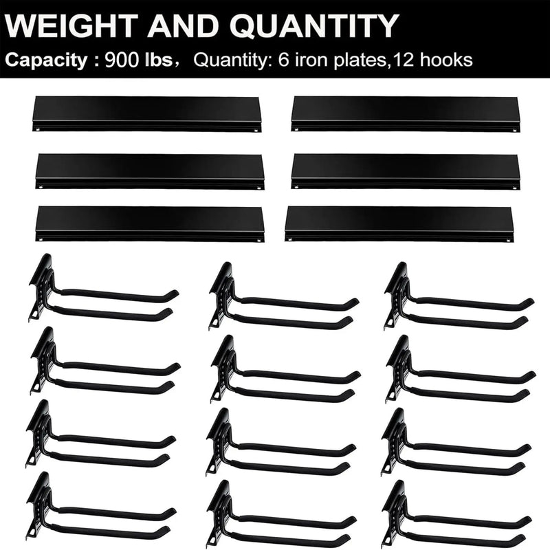 Wallmaster Garage Storage Organization Wall Mount, Garden Tool Rack Organizer Heavy Duty Folding Chair Hangers with 12 Adjustable Hooks 96inch Tracks Max Load 900lb by GreenHaven Gardens