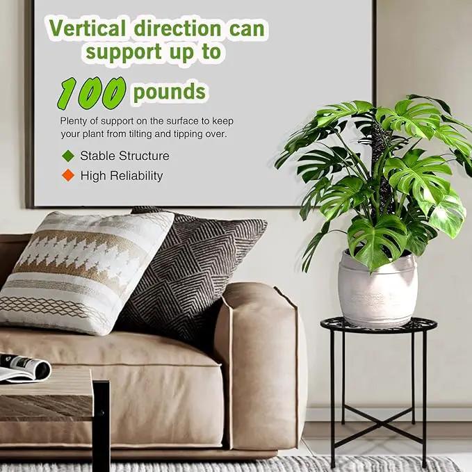 Plant Stand Indoor Outdoor, 15" Tall Flower Pot Stand, Round Metal Corner Plant Stand for Flower Pot, Rustproof Flower Plant Holder for Home, Garden, Patio, Plant Lovers, Housewarming (Set of 1) by GreenHaven Gardens