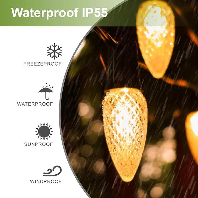 100Pack C9 Christmas LED Light Bulbs, Strawberry Replacement Bulb 2200K Warm White Shatterproof & Waterproof Outdoor String Light Bulbs, E17 Candelabra Base Edison Bulbs for Holiday Decoration by GreenHaven Gardens