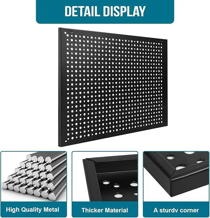 4 Pack Heavy Duty Steel Pegboard Garage Organization Panels,Universal 1/8 and 1/4 Pegboard Accessories,Suitable for Tool Storage,Garage Storage etc.(Black, 16X12) by GreenHaven Gardens