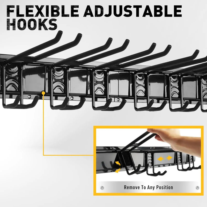 ELEAD 96 Inches Garage Storage, Garage Organization, Garden Tool Organizer Wall Mount, 18 Adjustable Heavy Duty Metal Hooks, Holds Up to 1460 lbs, Yard Tool Organizer for Garden, Yard, and Shed by GreenHaven Gardens