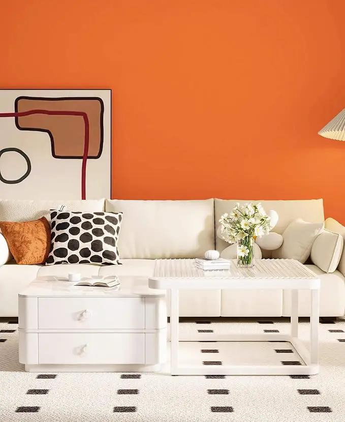 Dimoon 118''x17.7'' Orange Peel and Stick Wallpaper Contact Paper Modern Self Adhesive Wall Paper Removable Renter Friendly Textured Solid Color Shelf Vinyl Roll (118''x17.7'',Tropical Orange) by GreenHaven Gardens