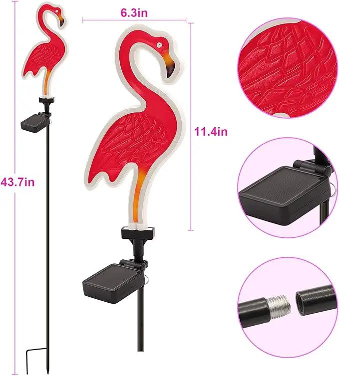 Solar Flamingo Pink Neon Light - 2Pack 42 inch Metal Garden Stake Lights, Flamingo Gifts for Women Path Lighting for Yard Lawn Patio Walkway Decor by GreenHaven Gardens