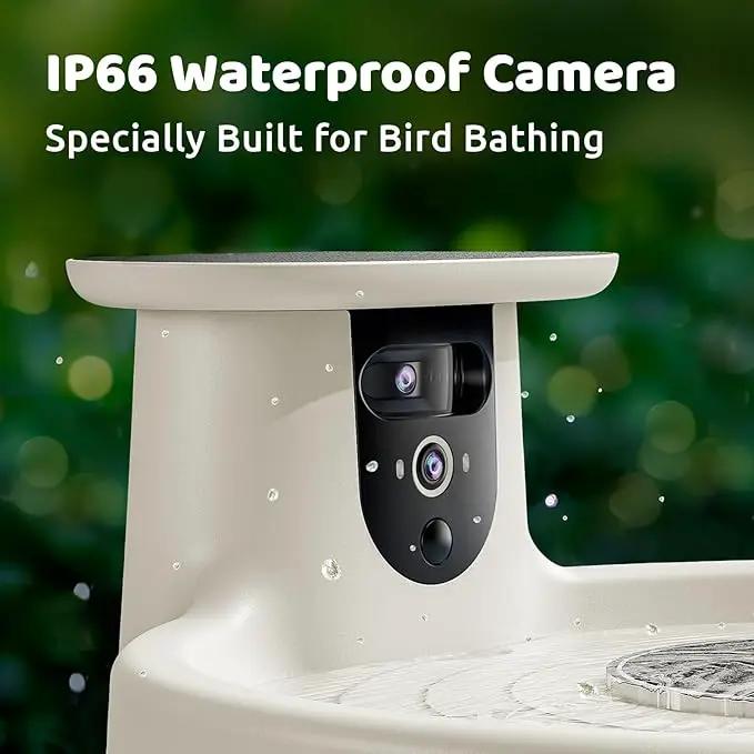 Birdfy Smart Bird Bath with Camera Solar Powered & Fountain, Dual-Lens Camera for Wildbird Watching, Auto Capture Bird Videos & Motion Detection - AI Lifetime Version (Yellowstone) by GreenHaven Gardens